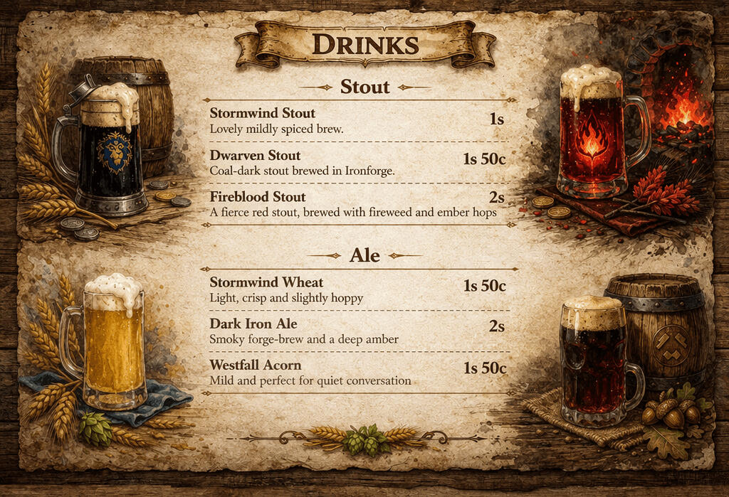 Drinks Menu