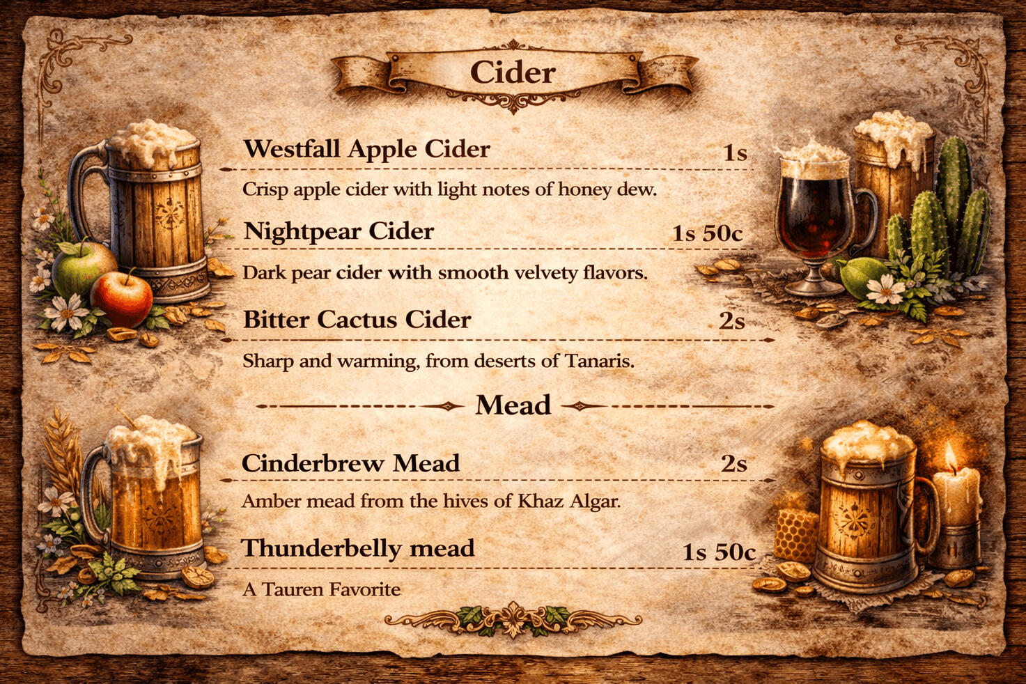 Drinks Menu