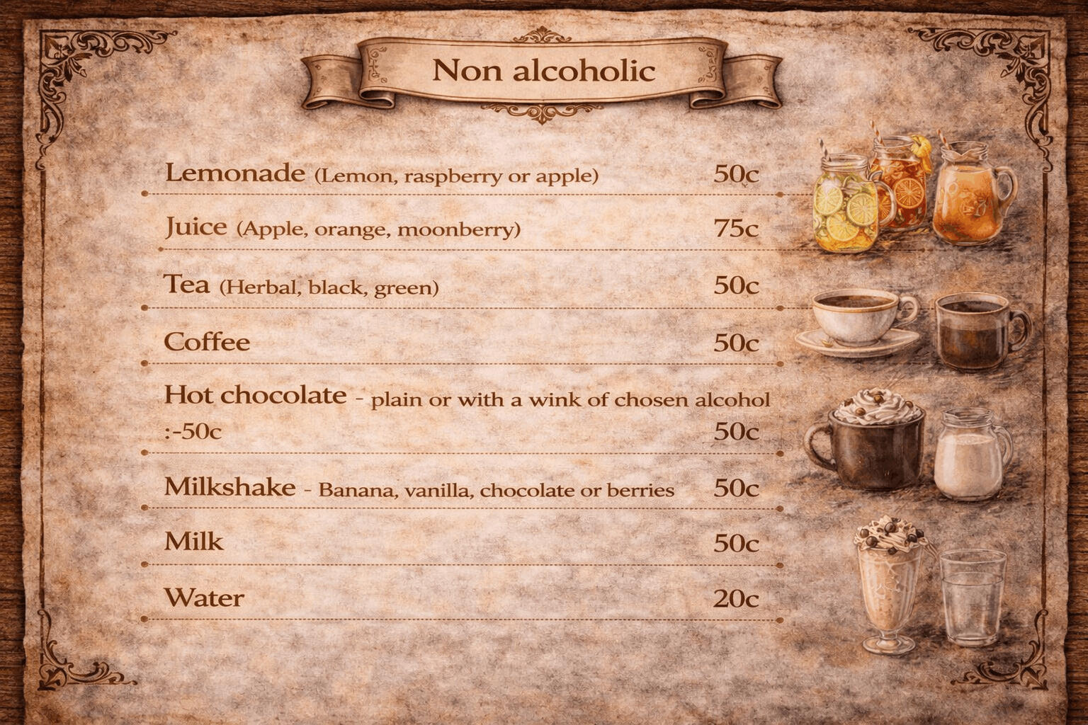 Drinks Menu