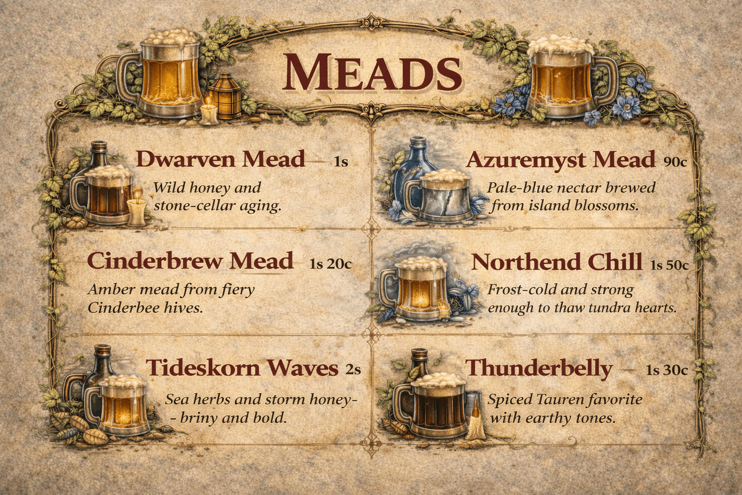 Drinks Menu