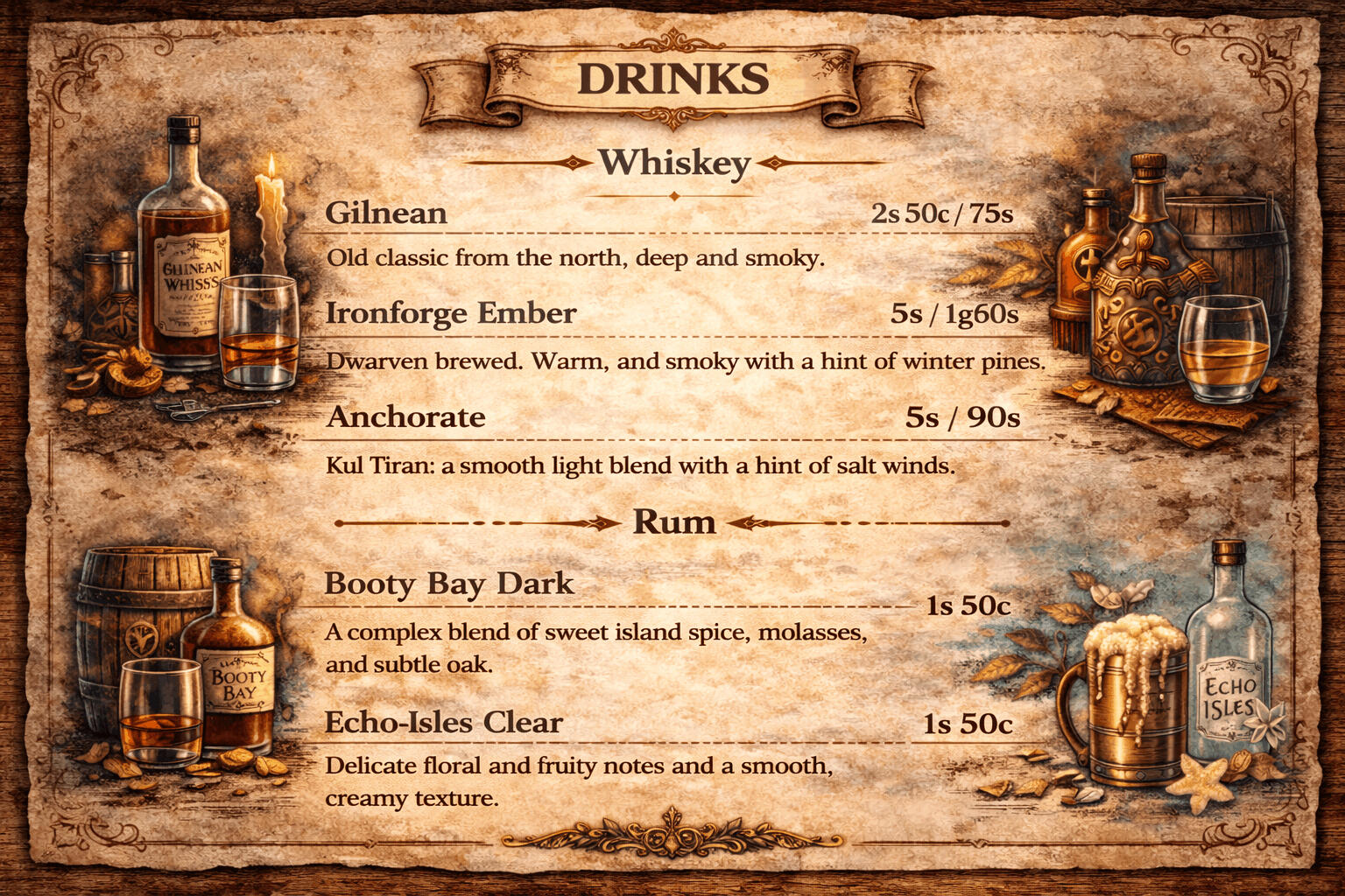 Drinks Menu