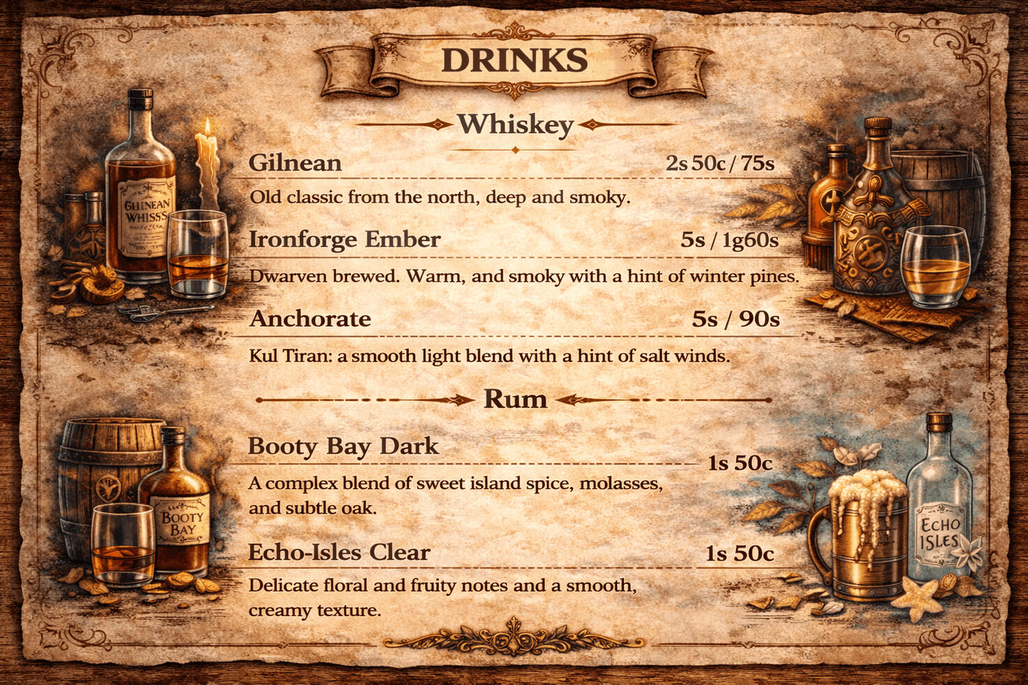 Drinks Menu