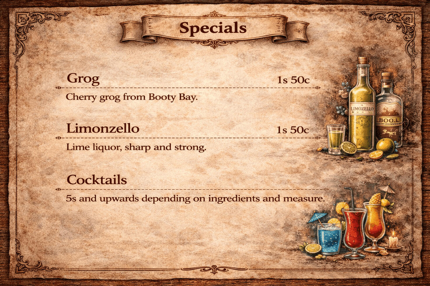 Drinks Menu