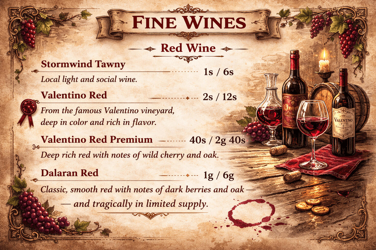Drinks Menu